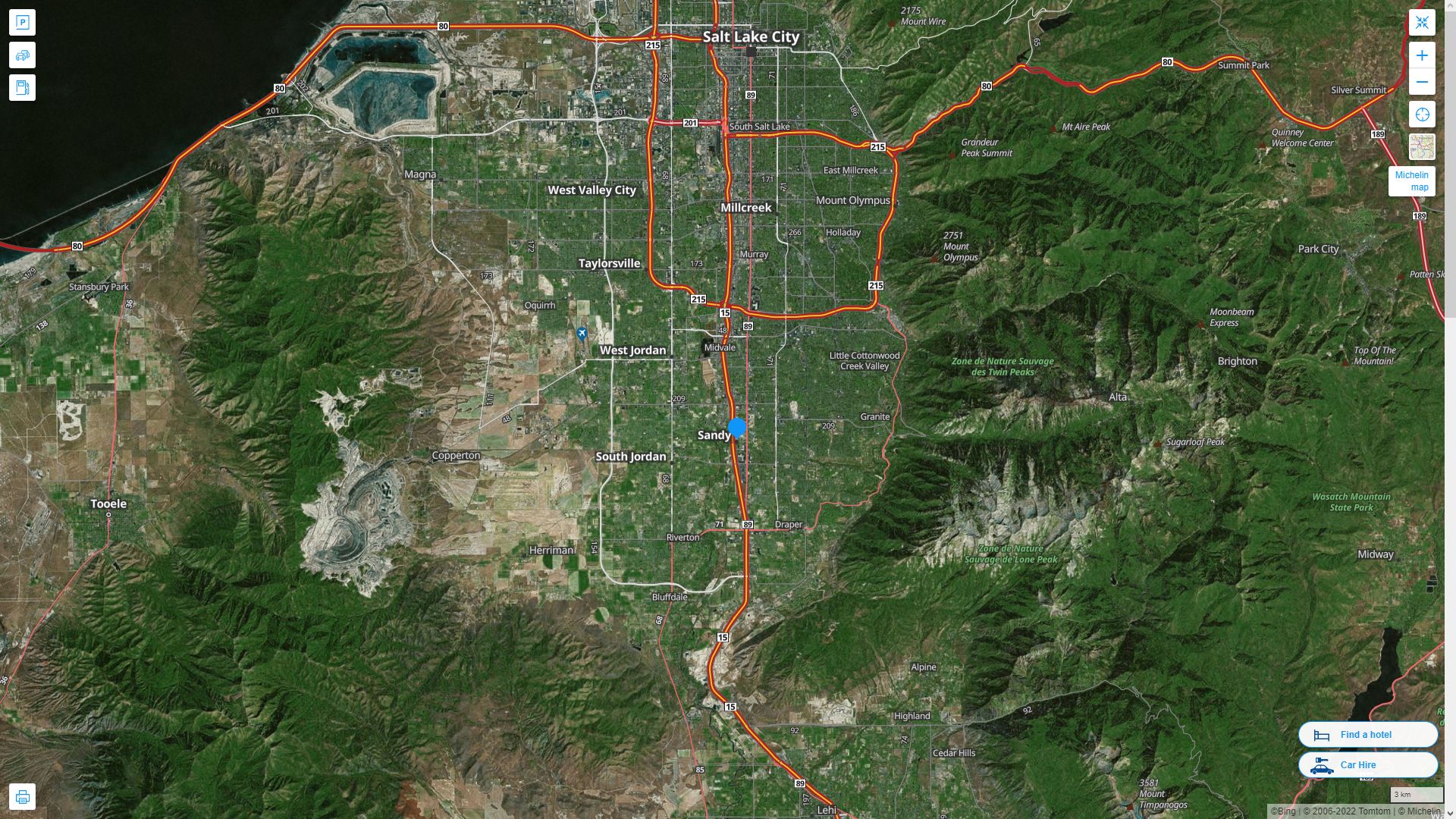 Sandy Utah Highway and Road Map with Satellite View